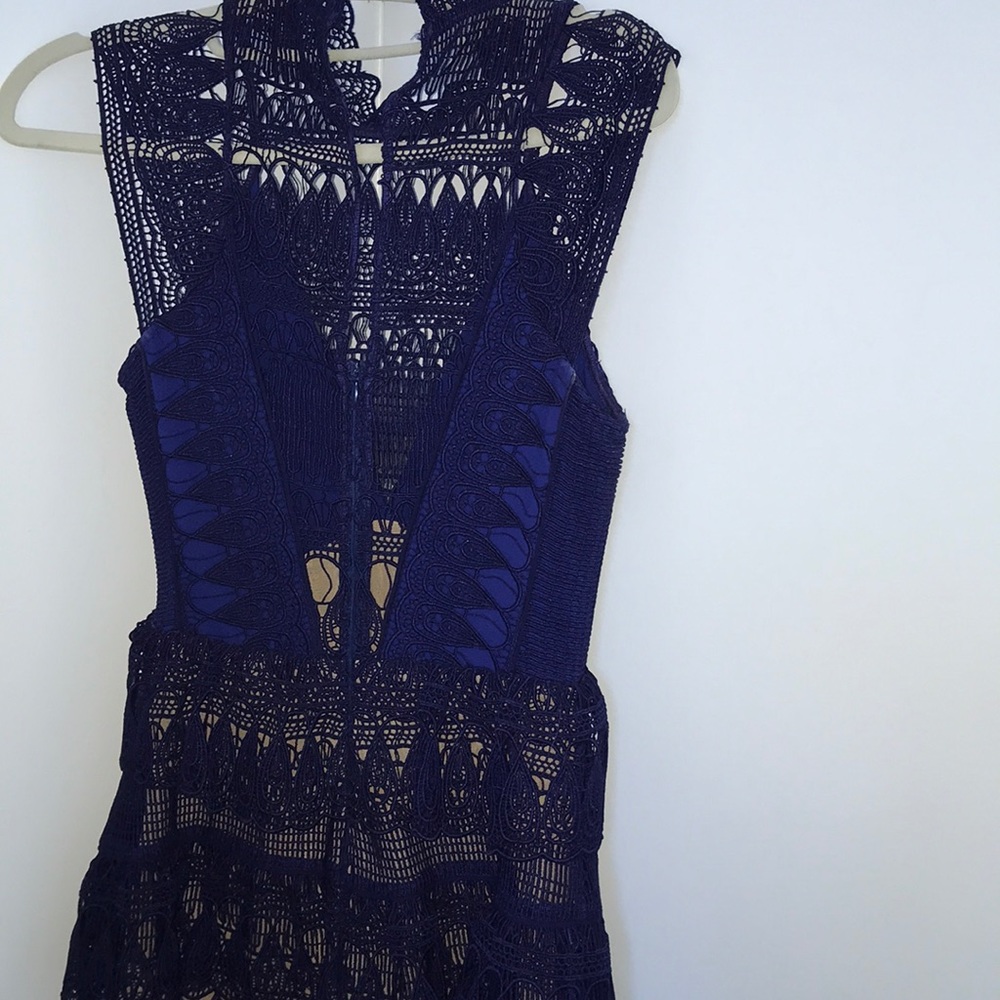 NWT Self-Portrait Teardrop Guipure Dress navy blue - Picture 8 of 8